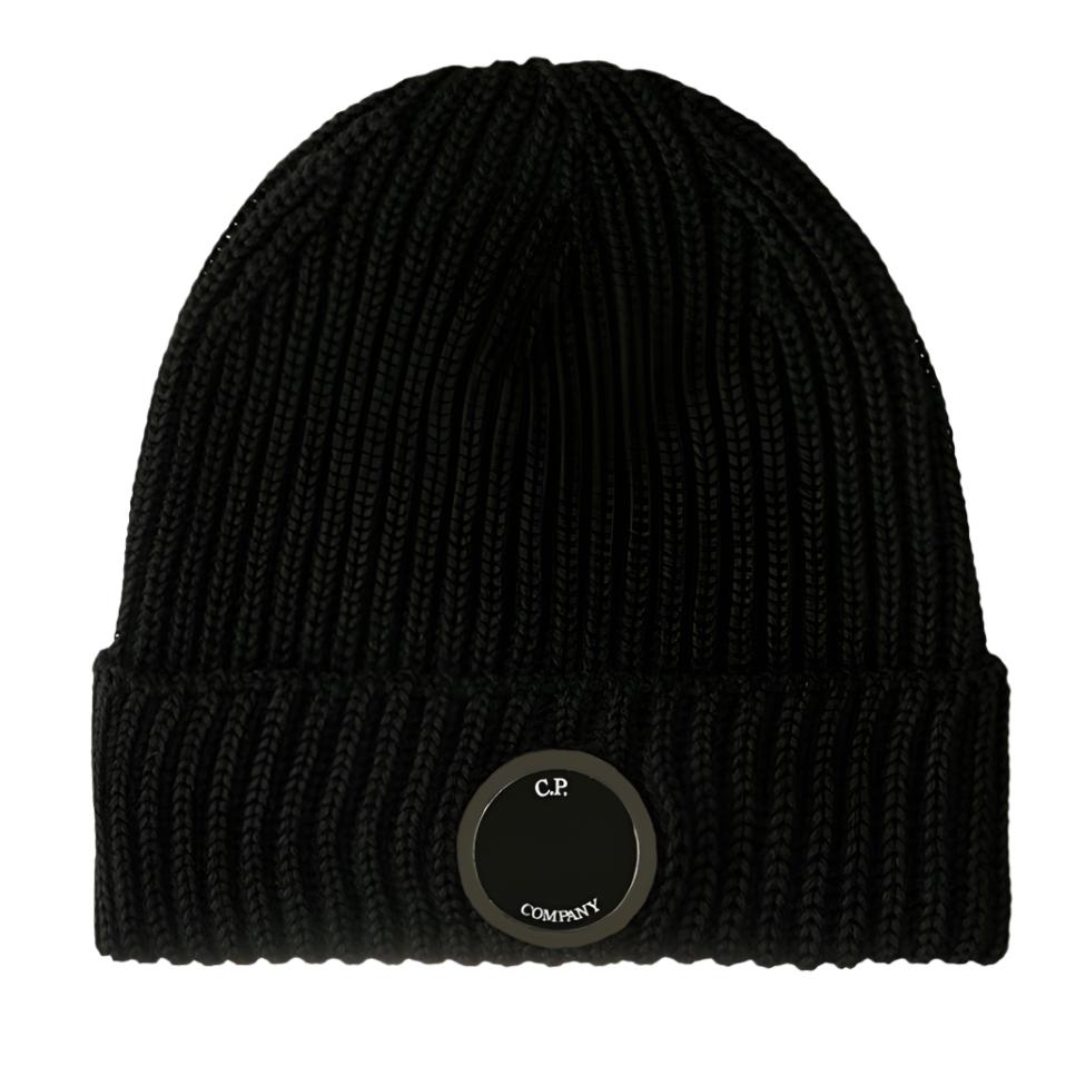 CP Company Lens Extra Fine Merino Wool Beanie Black
