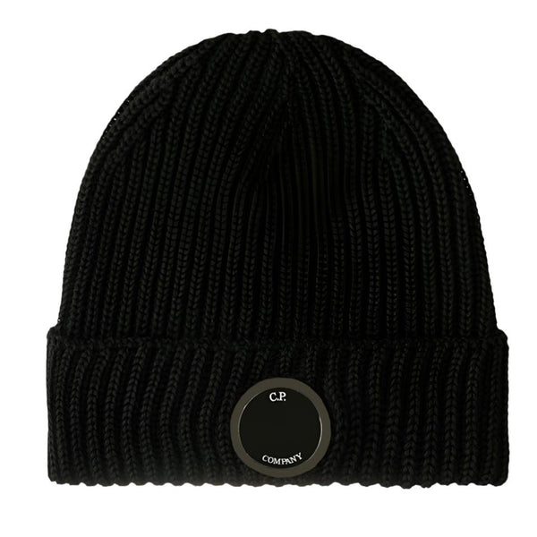 CP Company Lens Extra Fine Merino Wool Beanie Black