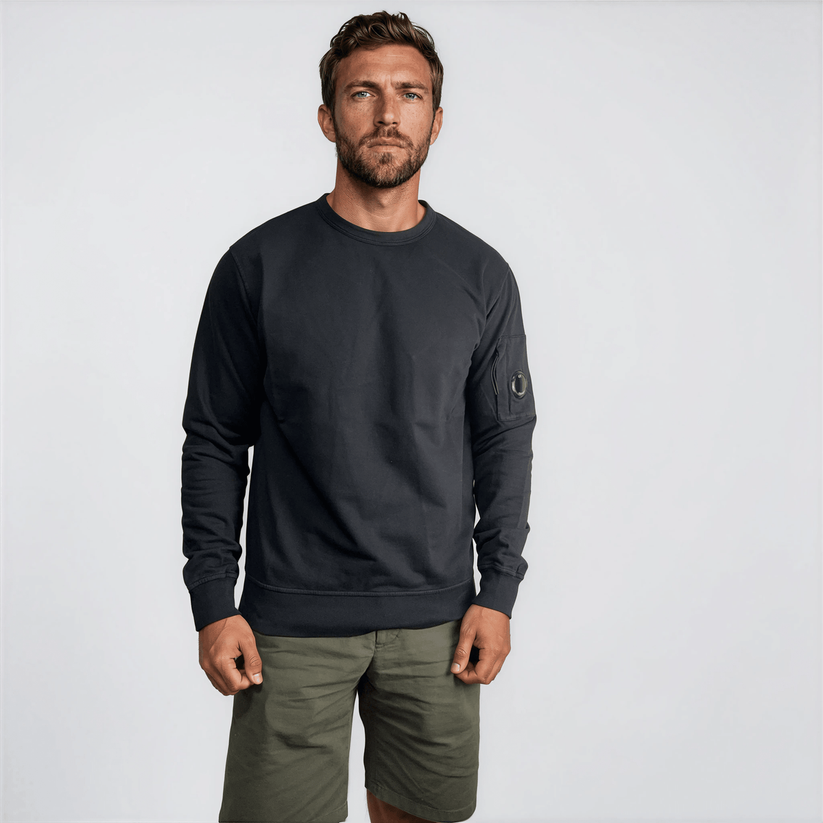 CP Company Lens Light Fleece Crewneck Sweatshirt Black