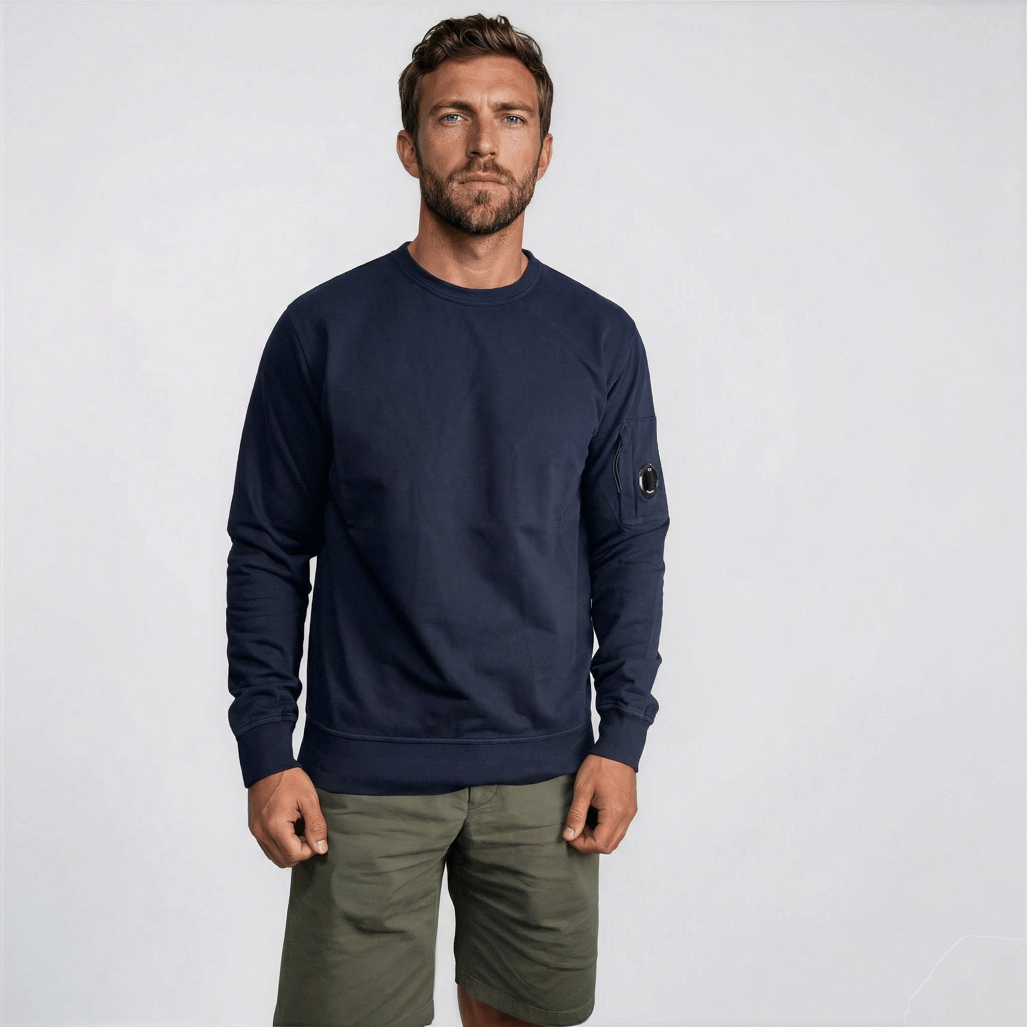 CP Company Lens Light Fleece Crewneck Sweatshirt Navy
