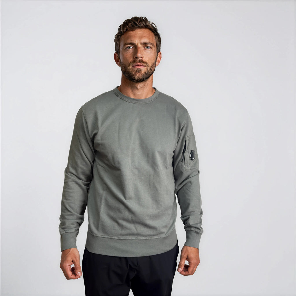 CP Company Light Fleece Crewneck Lens Sweatshirt in Gunmetal
