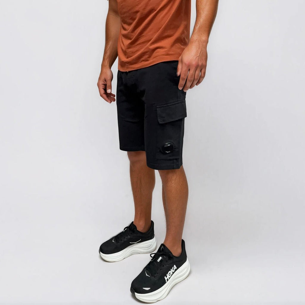 CP Company Light Fleece Lens Sweat Shorts Black