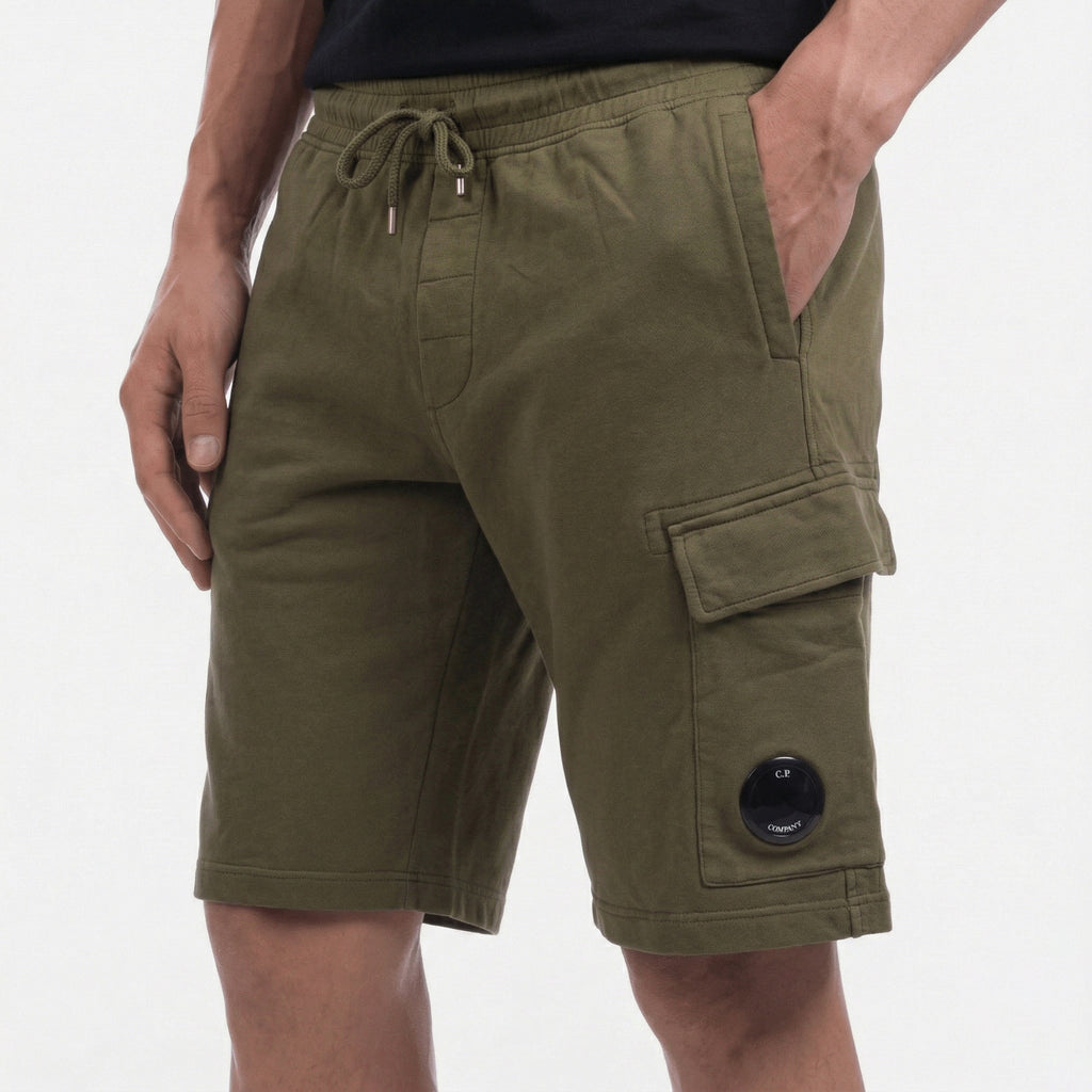 CP Company Light Fleece Lens Sweat Shorts Ivy Green