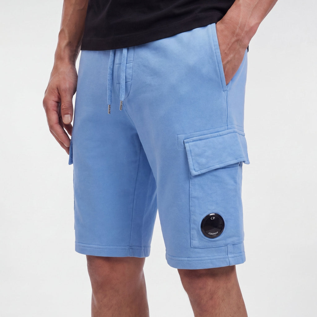 CP Company Light Fleece Lens Sweat Shorts Pacific Coast Blue