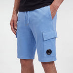 CP Company Light Fleece Lens Sweat Shorts Pacific Coast Blue