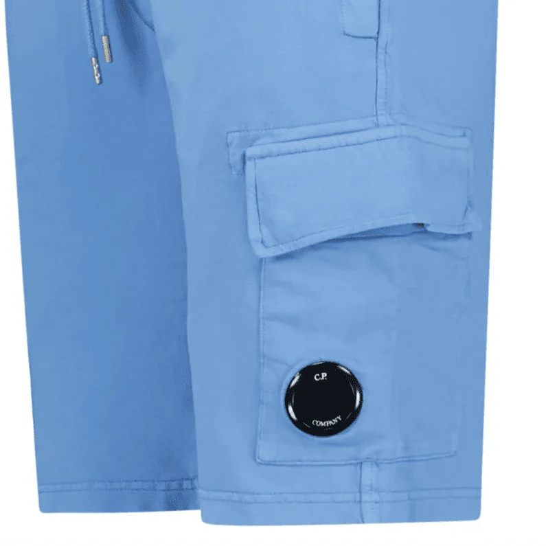 CP Company Light Fleece Lens Sweat Shorts Pacific Coast Blue