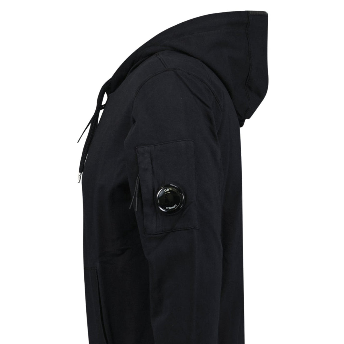 CP Company Light Fleece Lens Zip Hoodie Black