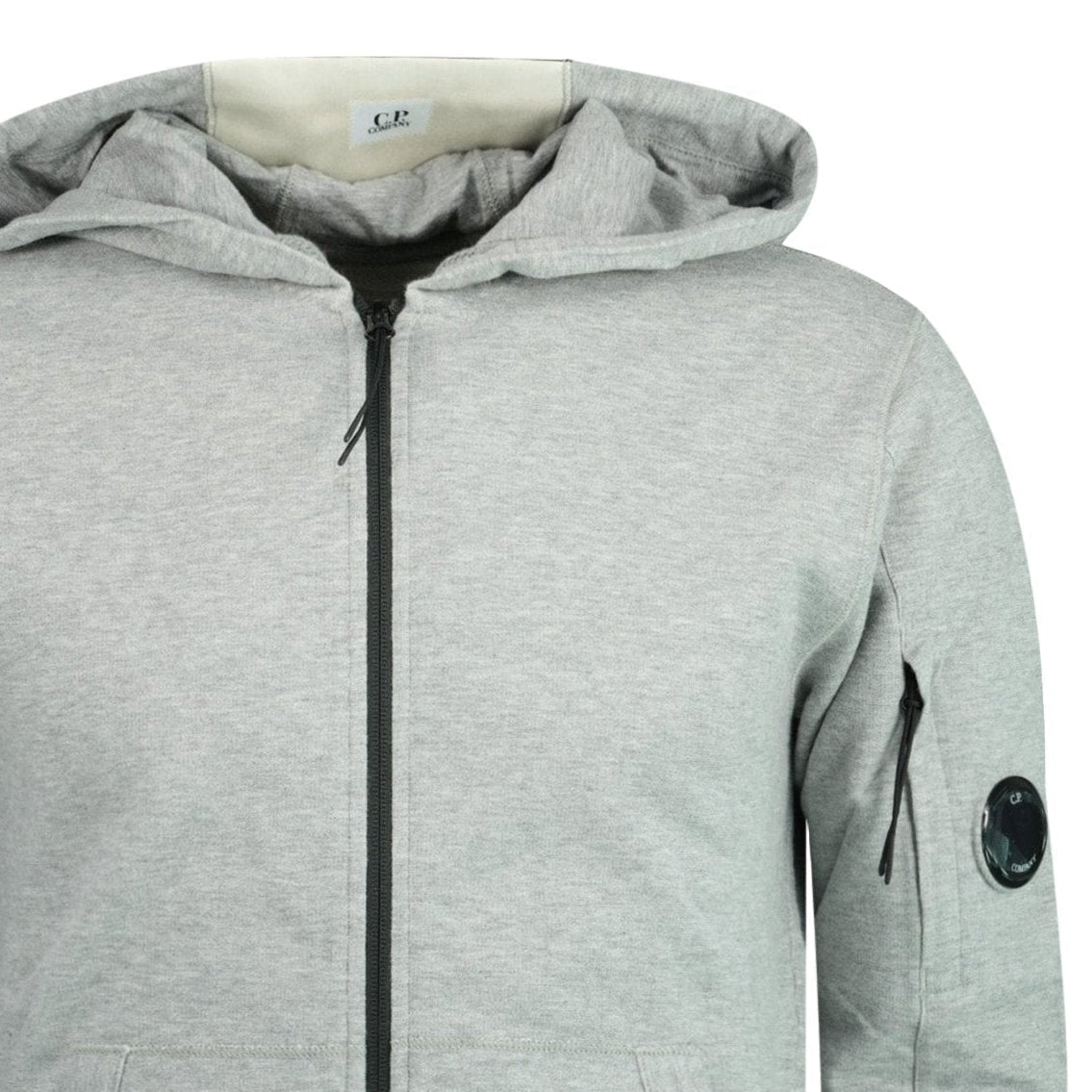 CP Company Light Fleece Lens Zip Hoodie Grey