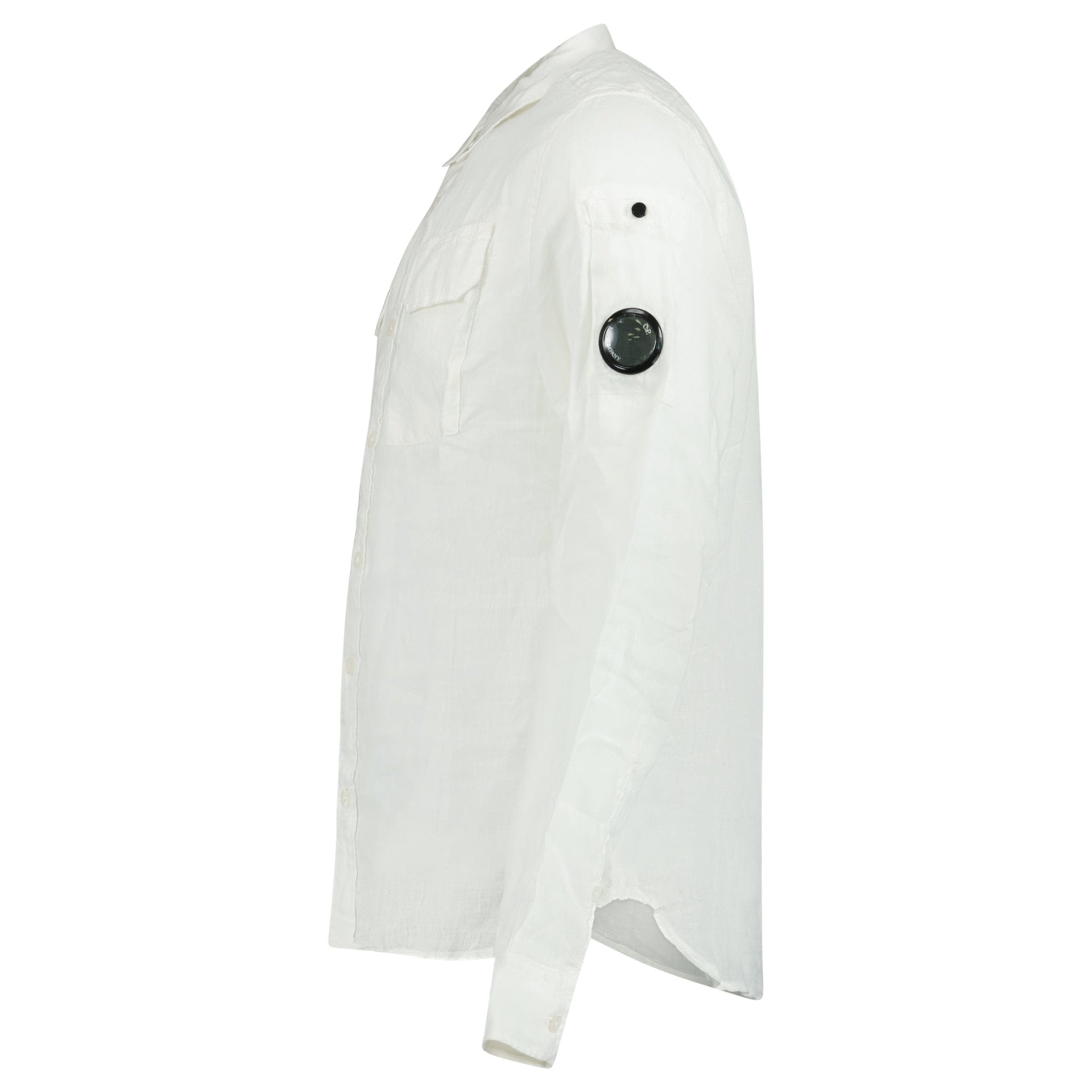 CP Company Linen Lens Safari Shirt in White