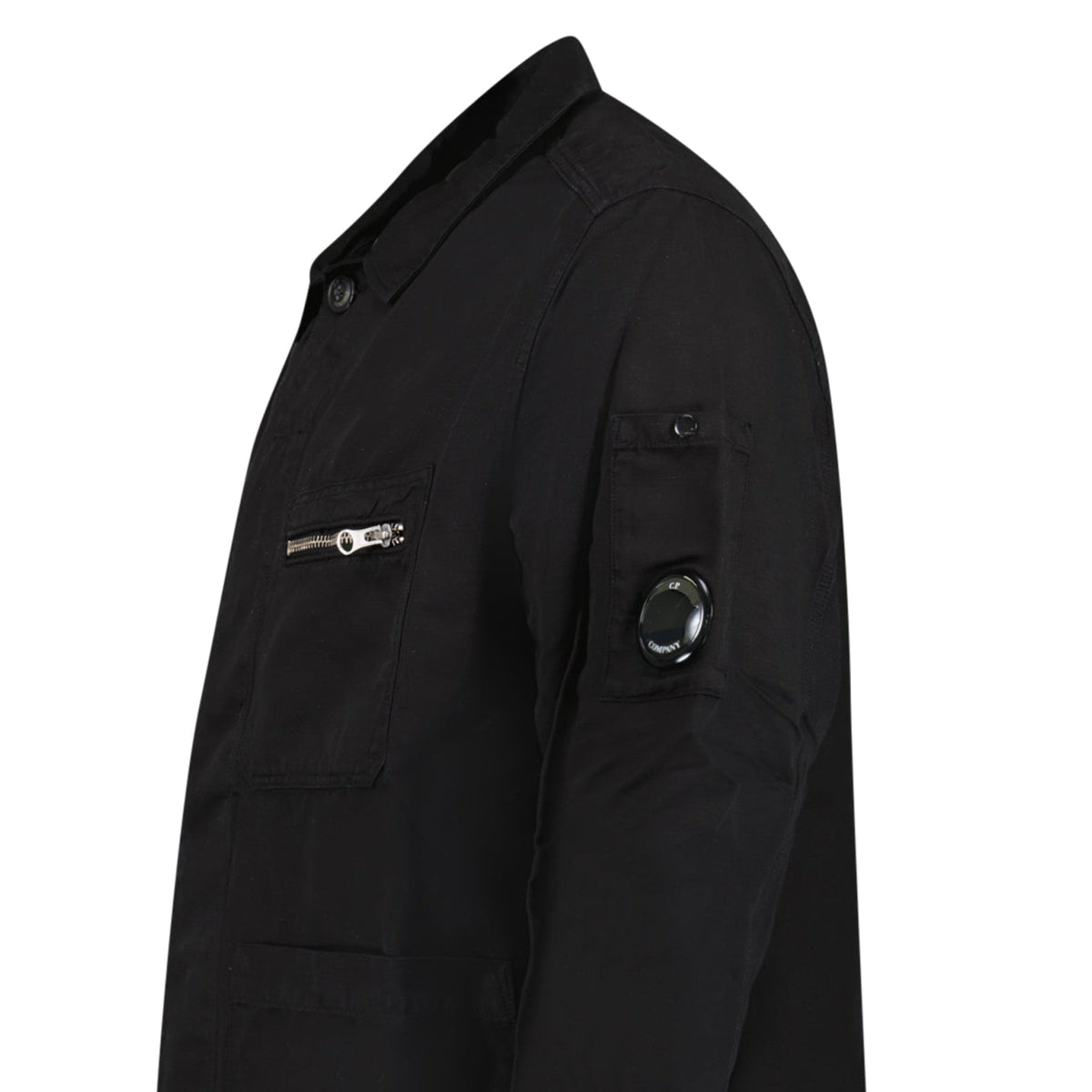 CP Company Linen/Cotton Lens Overshirt in Black