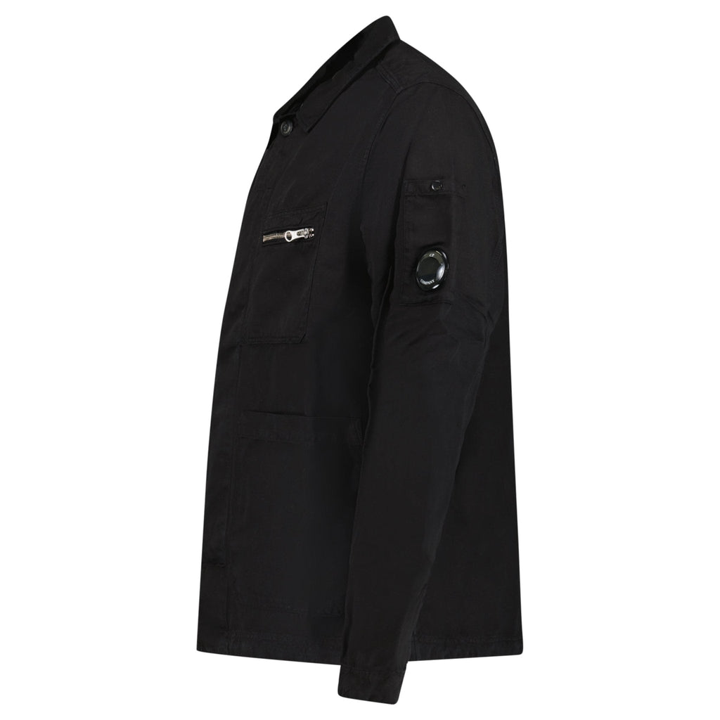 CP Company Linen/Cotton Lens Overshirt in Black