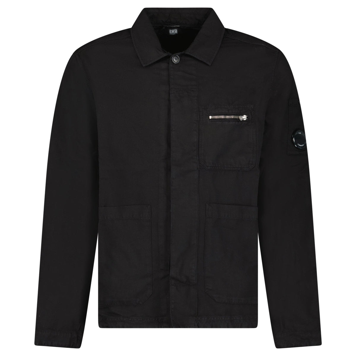 CP Company Linen/Cotton Lens Overshirt in Black