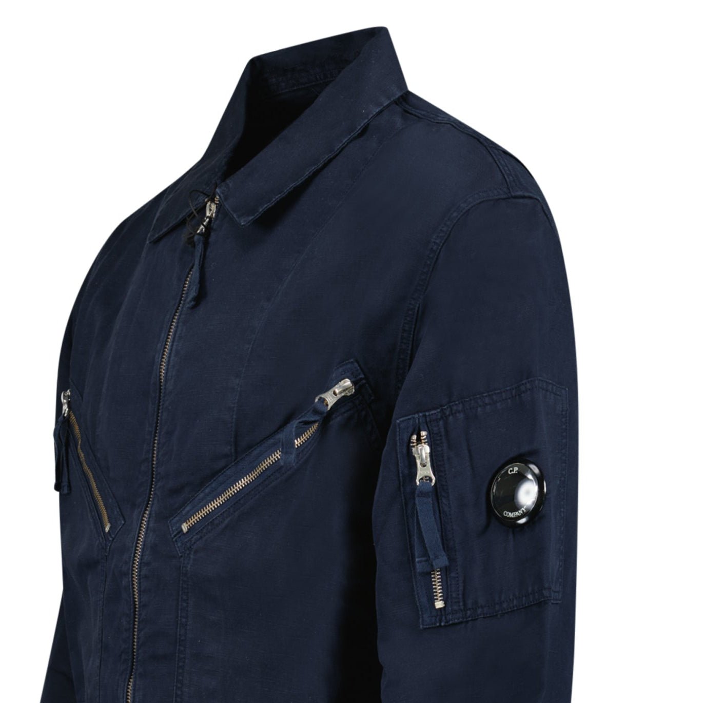 CP Company Linen/Cotton Lens Overshirt in Total Eclipse
