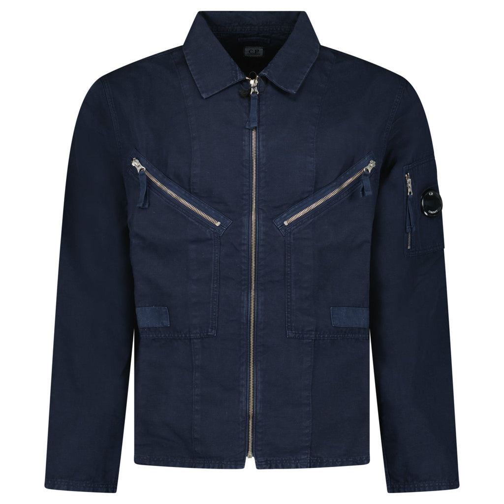 CP Company Linen/Cotton Lens Overshirt in Total Eclipse