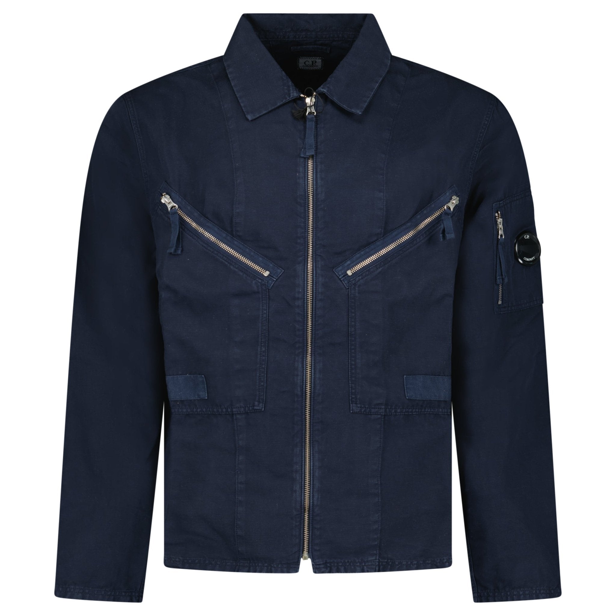 CP Company Linen/Cotton Lens Overshirt in Total Eclipse