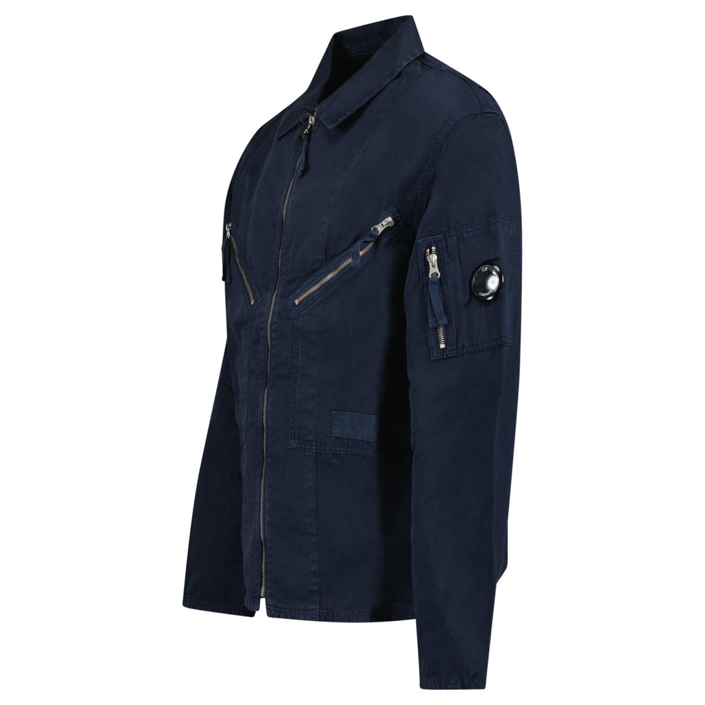 CP Company Linen/Cotton Lens Overshirt in Total Eclipse