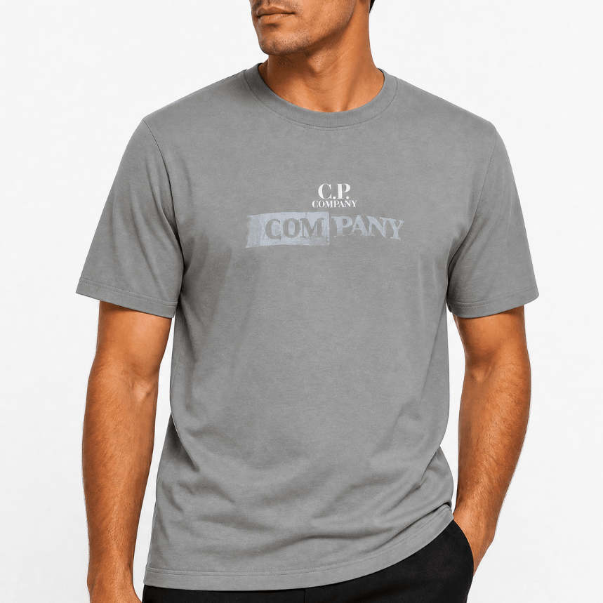 CP Company Logo T-Shirt in Smoked Pearl Grey