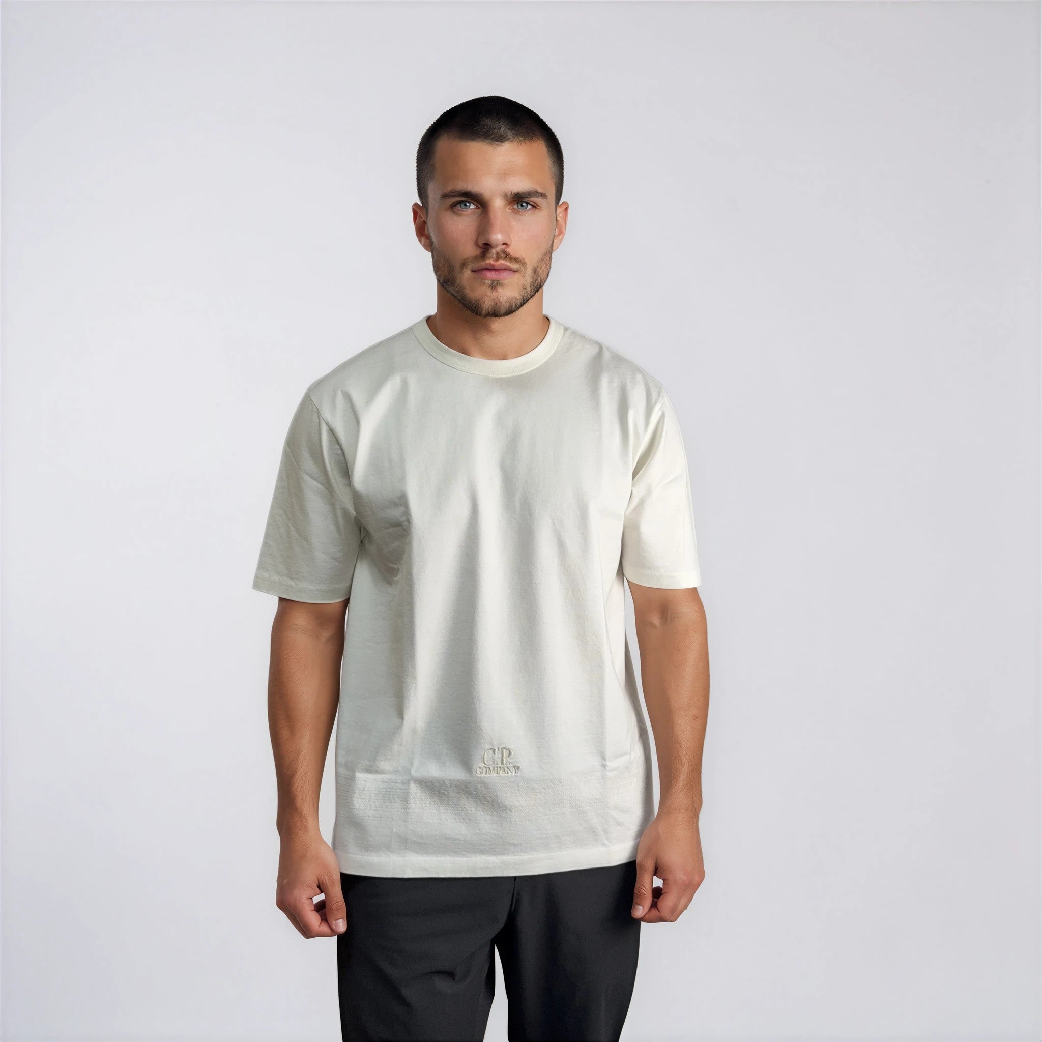 CP Company Mercerized Jersey 30/2 Twisted T-Shirt in Gauze White