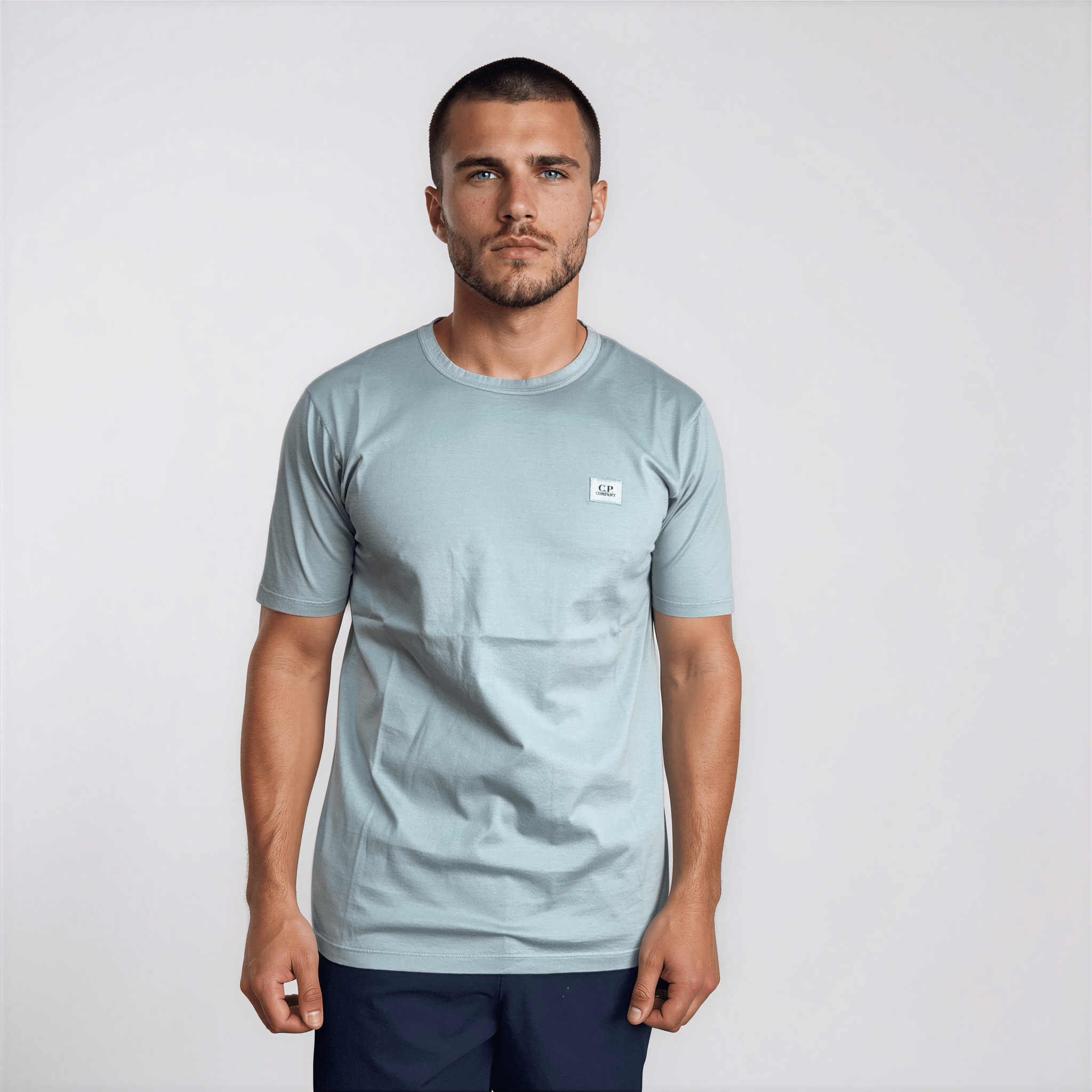 CP Company Mercerized Jersey 70/2 Gasato T-Shirt in Light Blue