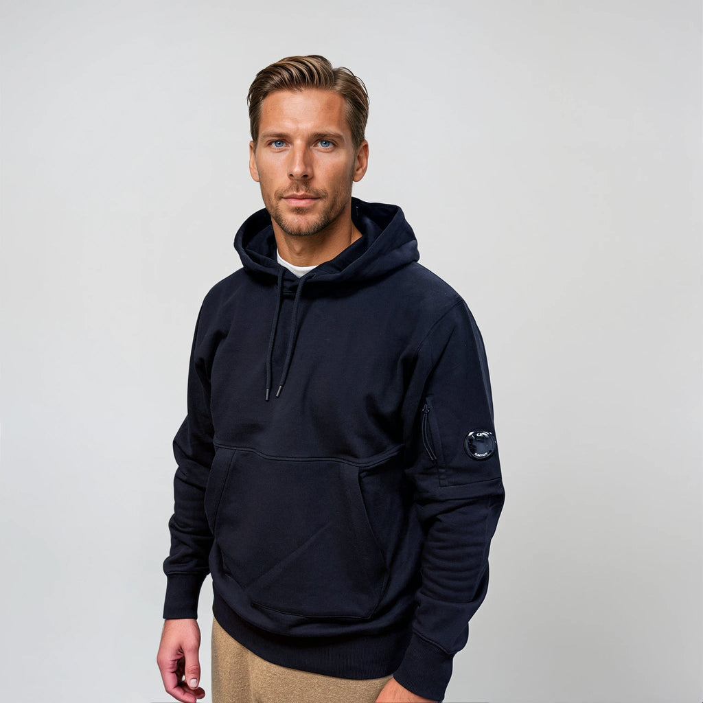 CP Company Micro Lens Diagonal Raised Hoodie Navy