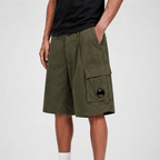 CP Company Micro-Reps Boxy Lens Shorts in Khaki Green