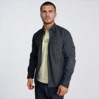 CP Company Organic Gabardine Long Sleeve Lens Overshirt in Black