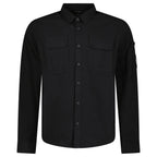 CP Company Organic Gabardine Long Sleeve Lens Overshirt in Black