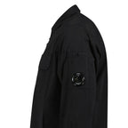 CP Company Organic Gabardine Long Sleeve Lens Overshirt in Black