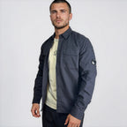 CP Company Organic Gabardine Long Sleeve Lens Overshirt in Navy Blue