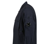 CP Company Organic Gabardine Long Sleeve Lens Overshirt in Navy Blue