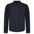 CP Company Organic Gabardine Long Sleeve Lens Overshirt in Navy Blue