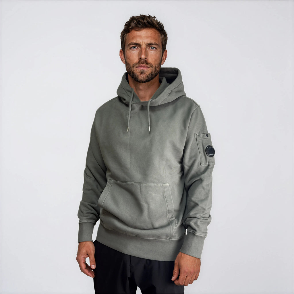 CP Company Pocket Lens Diagonal Emerized Hoodie Gunmetal