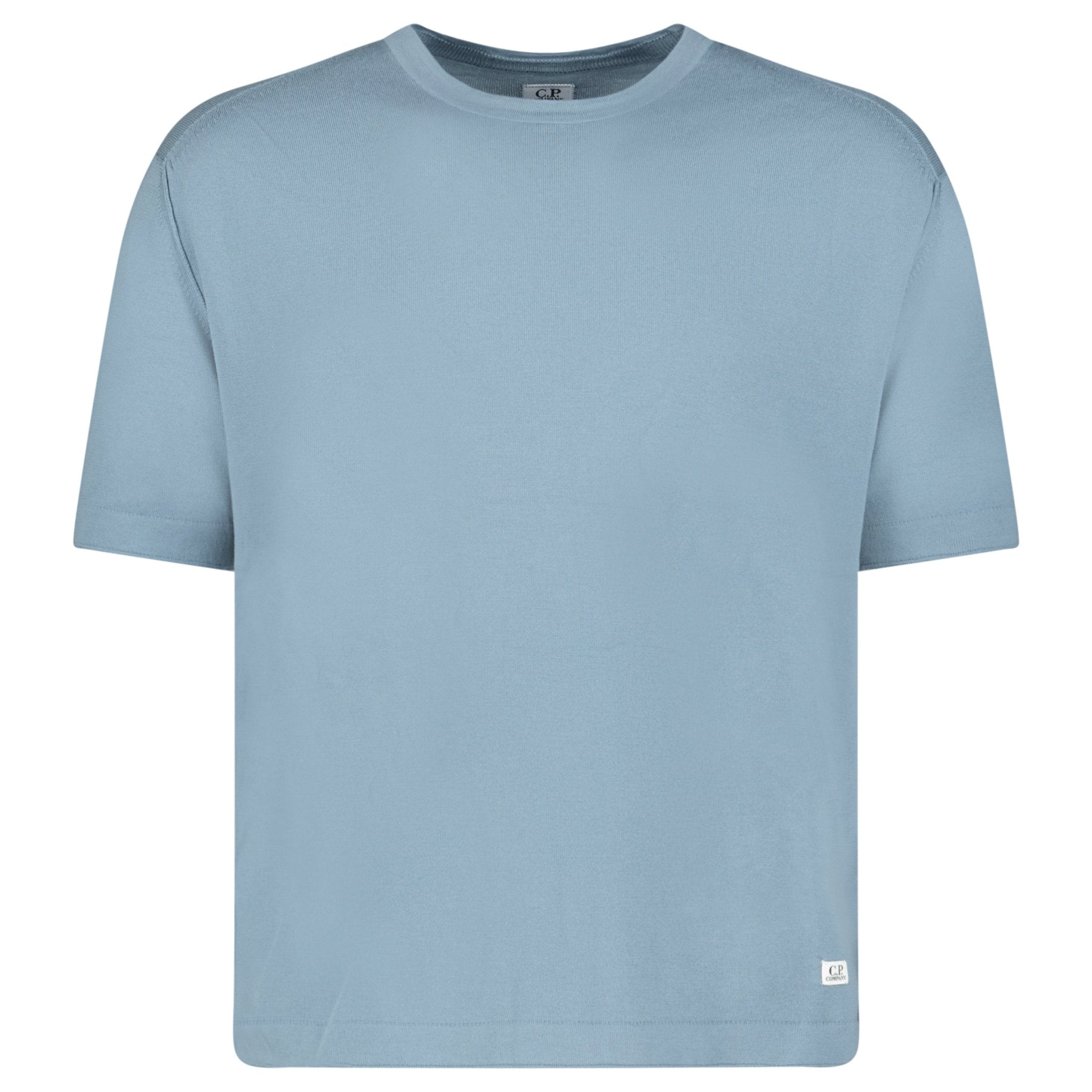 CP Company Sea Island Crewneck Knit T-Shirt in Stormy Weather Blue