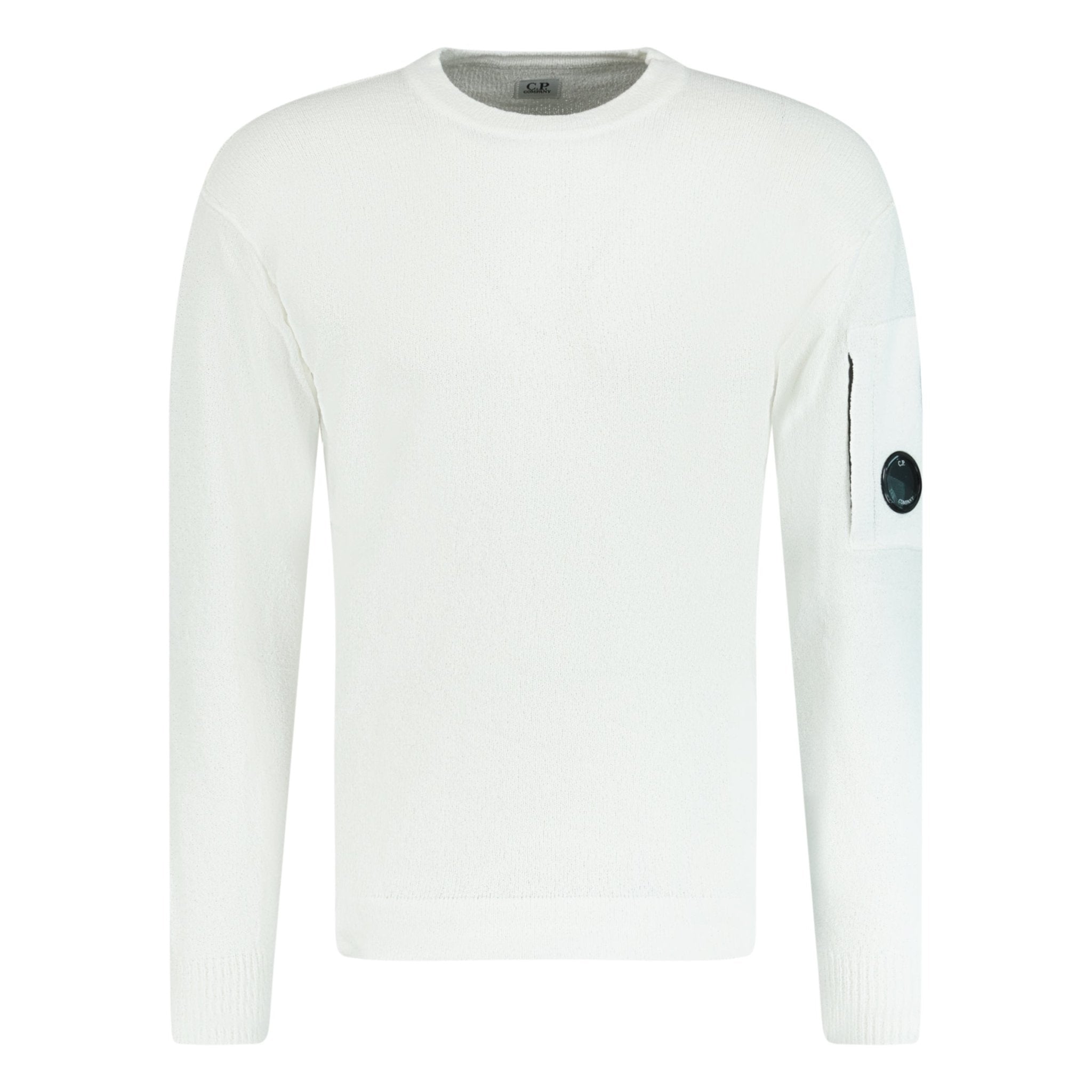 CP Company Sponge Knit Arm Lens Sweatshirt White