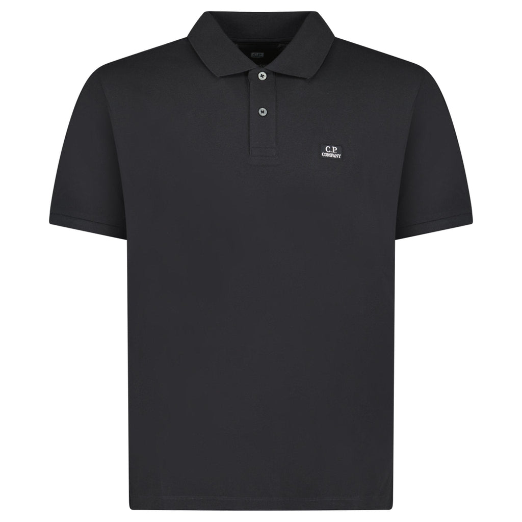 CP Company Stretch Piquet Short Sleeve Polo in Black