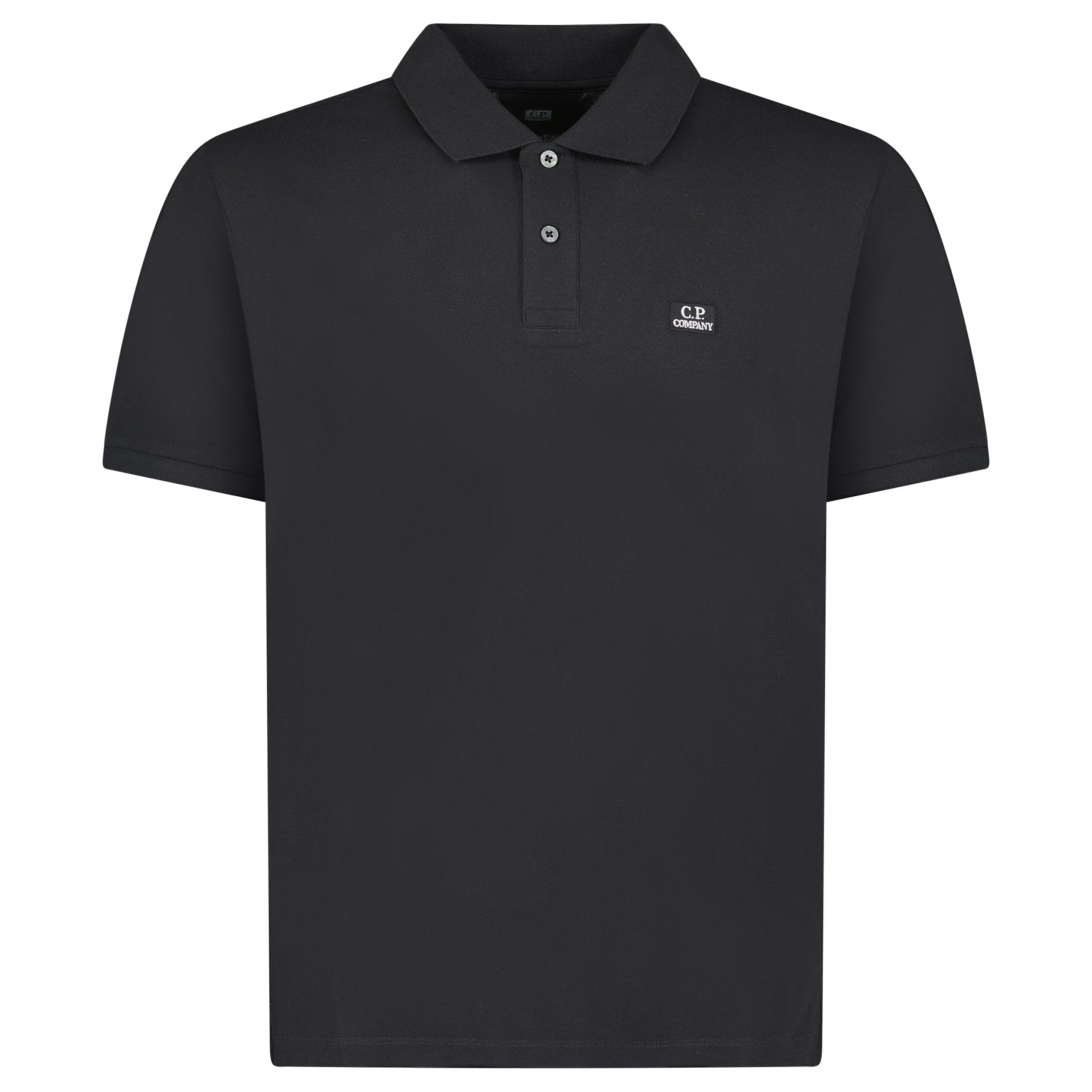 CP Company Stretch Piquet Short Sleeve Polo in Black