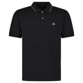 CP Company Stretch Piquet Striped Collar Polo in Black