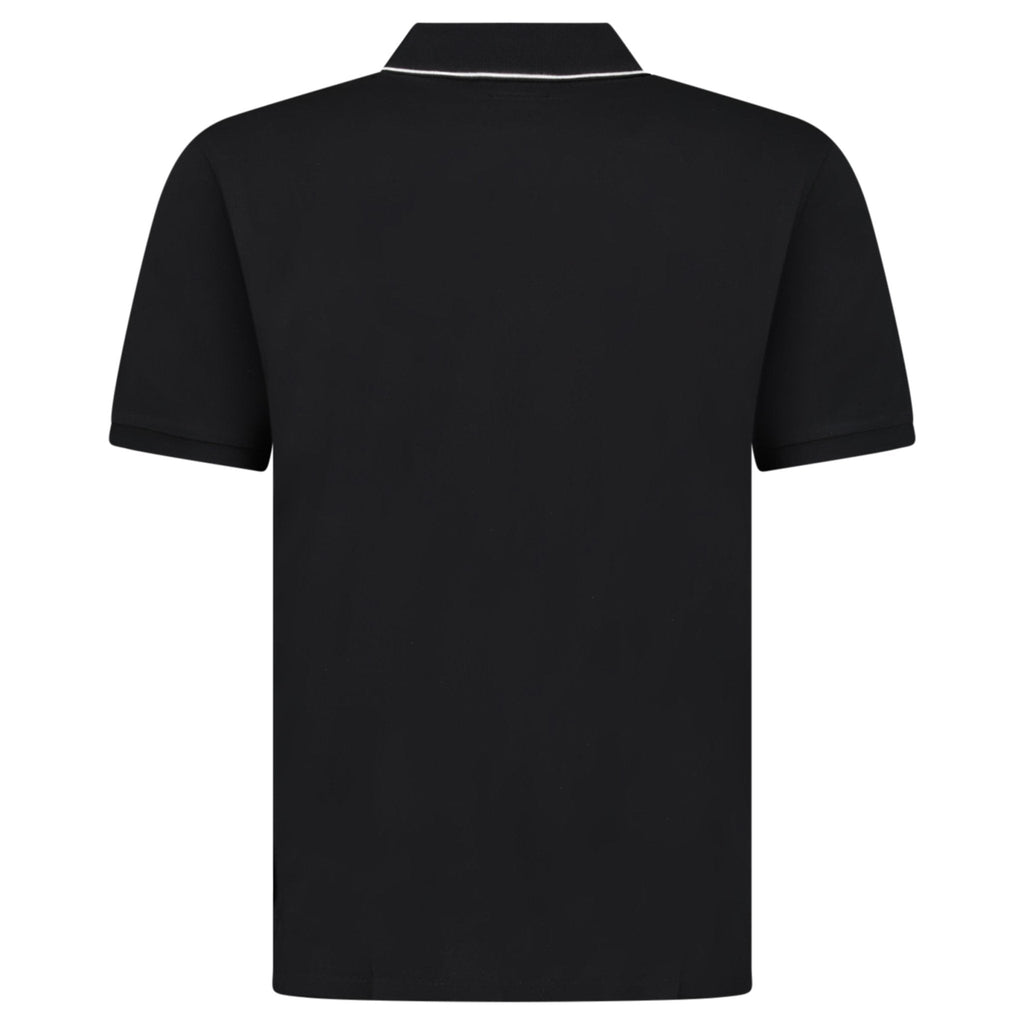CP Company Stretch Piquet Striped Collar Polo in Black