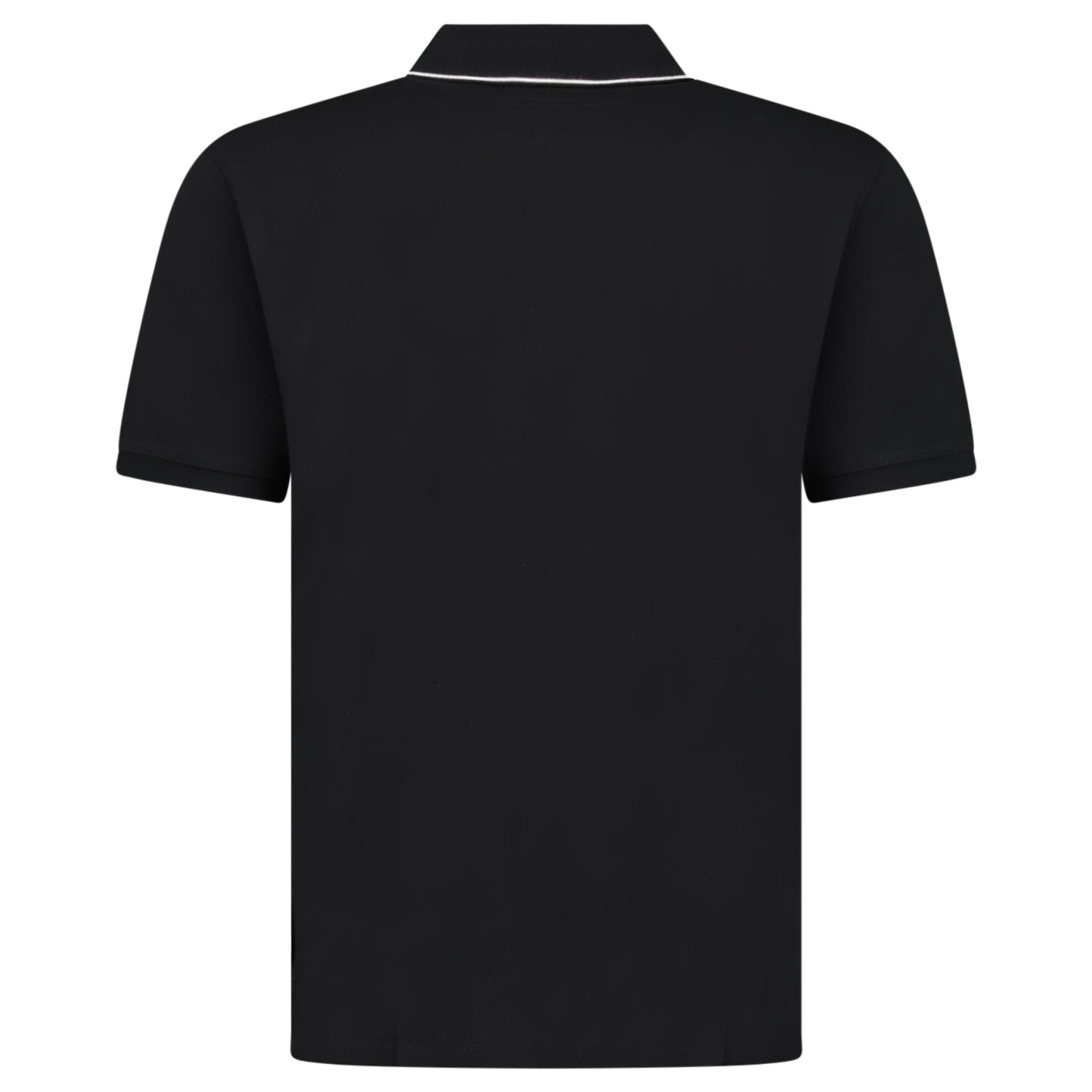 CP Company Stretch Piquet Striped Collar Polo in Black