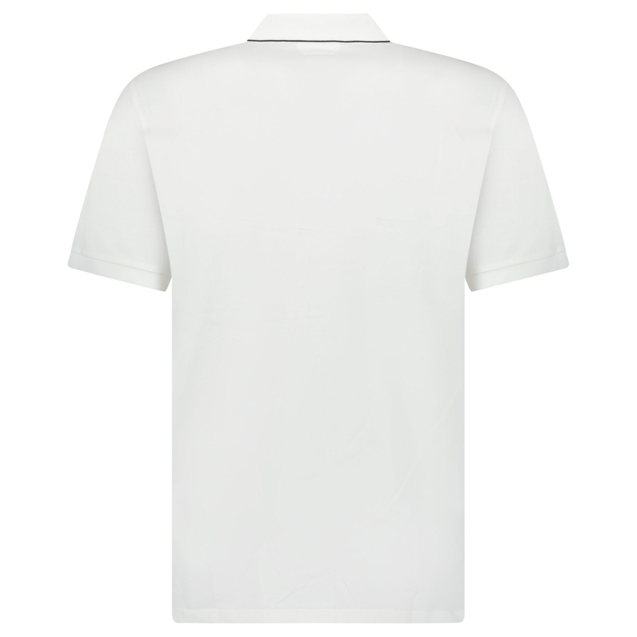 CP Company Stretch Piquet Striped Collar Polo Shirt White