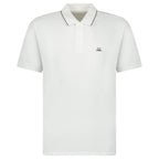 CP Company Stretch Piquet Striped Collar Polo Shirt White