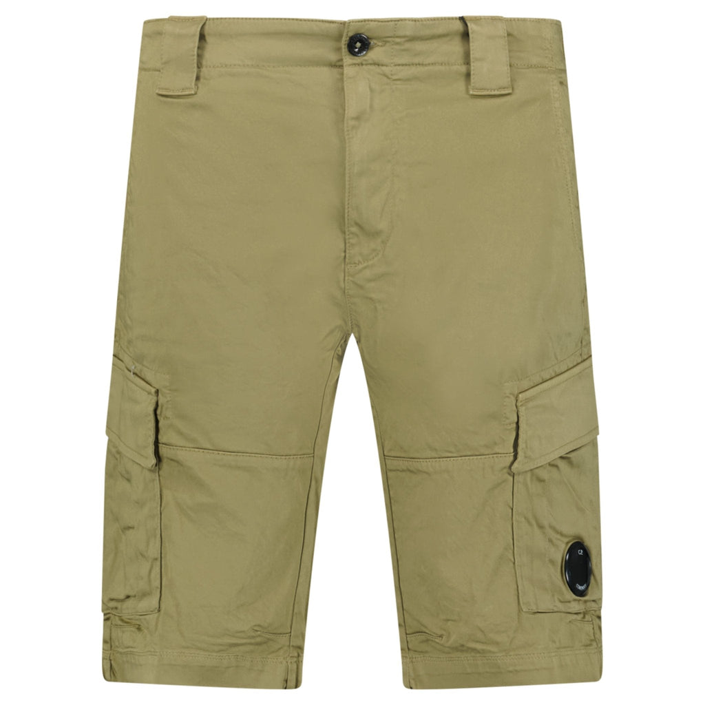 CP Company Stretch Sateen Cargo Lens Shorts Dried Herb