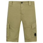 CP Company Stretch Sateen Cargo Lens Shorts Dried Herb