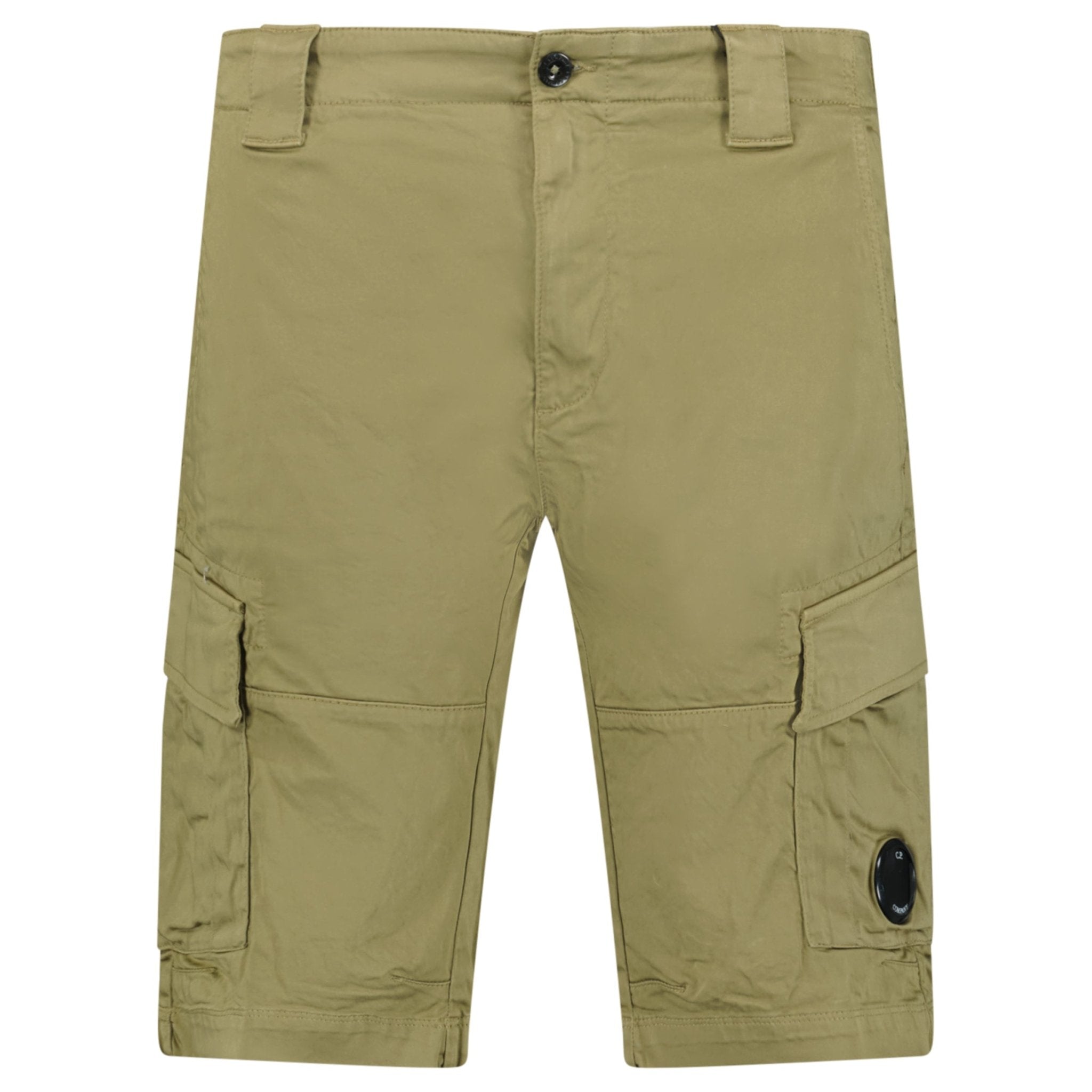 CP Company Stretch Sateen Cargo Lens Shorts Dried Herb