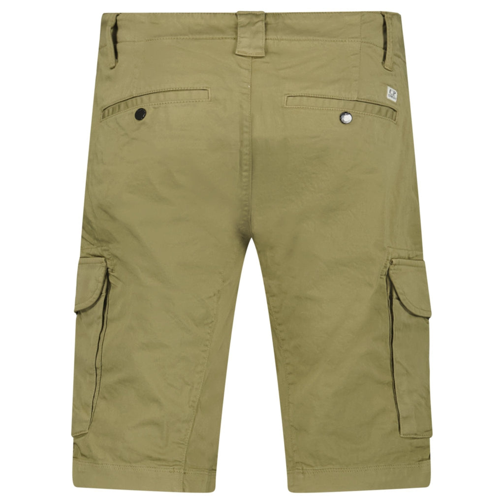 CP Company Stretch Sateen Cargo Lens Shorts Dried Herb