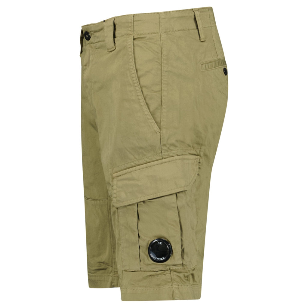 CP Company Stretch Sateen Cargo Lens Shorts Dried Herb