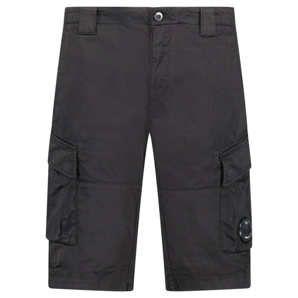 CP Company Stretch Sateen Cargo Lens Shorts in Black