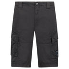 CP Company Stretch Sateen Cargo Lens Shorts in Black