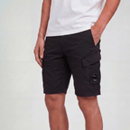 CP Company Stretch Sateen Cargo Lens Shorts in Black