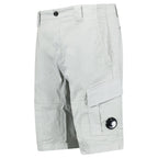 CP Company Stretch Sateen Cargo Lens Shorts in Blue Fox